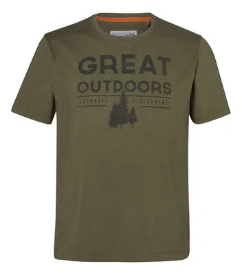 T-shirt SZ M "OUTDOORS" Λαδί